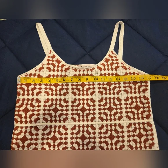 Brown and White Crotchet Spaguetti Straps Dress, Size M. - Picture 11 of 14